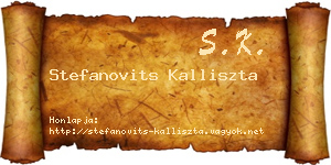 Stefanovits Kalliszta névjegykártya